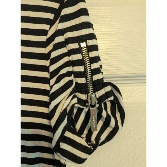 MICHAEL MICHAEL KORS Womens Black Striped Short Sleeve Crew Neck T-Shirt Medium - Picture 6 of 6